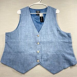 Soho Women’s XL Light Blue Lightweight Vest Fake Pockets NWT